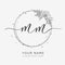 Wedding initial MM monogram and elegant logo design, with floral and botanical elements