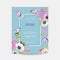 Wedding Invitation Baby Shower Frame Template. Botanical Card with Hydrangea Flowers and Butterflies. Greeting Floral Postcard