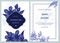 Wedding invitation card with blue and white almond