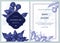 Wedding invitation card with blue and white bellflower