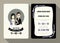 wedding invitation card with cute groom and bride cartoon