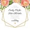 Wedding Invitation, floral invite card Design with pink peach rose Ranunculus elegant flowers, blue berry forest fern greenery bo