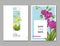 Wedding Invitation Layout Template with Orchid Flowers. Save the Date Floral Card with Exotic Flowers for Party