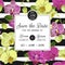 Wedding Invitation Layout Template with Orchid Flowers. Save the Date Floral Card with Exotic Flowers for Party