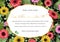 Wedding invitation, postcard, greeting card, label, banner, flyer vector illustration. Watercolor multicolored gerbera flowers wi