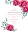 Wedding Invitation rose flowers watercolor frame Vector. Beautiful fuchsia colors floral decors