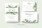 Wedding invitation, rsvp, thank you cards floral design with green tropical forest palm leaves, eucalyptus branches & cute greene