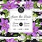 Wedding Invitation Template with Clematis Flowers. Tropical Floral Save the Date Card. Exotic Flower Romantic Design