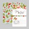 Wedding Invitation Template. Floral Save the Date Cards with Rowan Berry. Decoration Background for Marriage Party Celebration