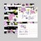 Wedding Invitation Template Set. Botanical Card with Hydrangea Flowers and Butterflies. Greeting Floral Postcard