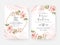 Wedding invitation template set with brown and peach dried floral and leaves decoration. Botanic card design concept