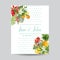Wedding Invitation with Tropical Fruits and Flowers. Greeting Save the Date Card with Floral Elements for Anniversary