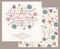Wedding invitation vintage card with floral and antique decorative elements.