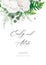 Wedding invite, invitation, floral save the date card with white, ivory Rose flowers, Eucalyptus branch, greenery, forest fern