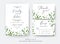 Wedding invite, invitation, RSVP, thank you cards vector art design. Watercolor style green leaves, eucalyptus tree