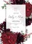 Wedding invite, invitation save the date card design. Red marsala rose flower, burgundy dahlia, eucalyptus silver dollar branches