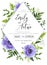 Wedding invite, invitation, save the date card design: violet lavender Anemone poppy flower, green leaves, forest greenery foliage