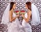 Wedding lesbians girl in bridal dress