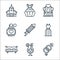 Wedding line icons. linear set. quality vector line set such as genders, cocktail, double bed, dress, fireworks, perfume, wedding