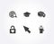 Wedding locker, Mouse cursor and Graduation cap icons. Internet search, Parcel tracking and Latte signs.