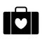 Wedding luggage solid icon. Suitcase with heart vector illustration isolated on white. Wedding kit glyph style design