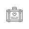 Wedding luggage, suitcase for honeymoon line icon.