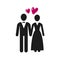 Wedding, marriage logo or label. Newlyweds, bride and groom icon. Vector illustration