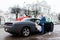 Wedding motorcade car for the bride and groom