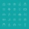 Wedding outline icon set. Vector illustration, flat style.