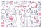 Wedding outline objects mega set in graphic flat design. Vector illustration