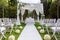 Wedding path and decorations for newlyweds. In Nature in garden.