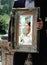 Wedding picture, elegant bride throw antique mirror