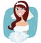 Wedding portrait: happy bride in white