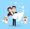 Wedding Postcard, Groom and Bride, Couple Vector