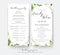 Wedding program card for ceremony and party with modern vector,