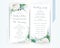 Wedding program card floral template set. Elegant stylish tender ivory white Rose flowers, asparagus fern leaves greenery bouquet