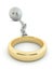 Wedding ring chained to a heavy ball