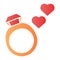 Wedding ring flat icon. Ring with gemstone color icons in trendy flat style. Jewelry with hearts gradient style design