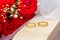 Wedding rings of bride and groom