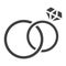 Wedding rings glyph icon, valentines day 10.