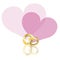 Wedding Rings Gold Band with Hearts Illustration