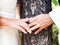 Wedding rings on hands newlyweds