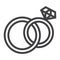 Wedding rings line icon, valentines day