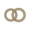 Wedding rings outline color icon, flat design style. Vector illustration, engagement linear colored symbol