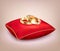 Wedding Rings On Red Ceremonial Pillow