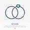 Wedding rings thin line icon, marital status