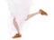 Wedding. Running bride woman legs in sport shoes