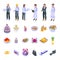 Wedding service icons set isometric vector. Party catering