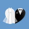 Wedding shape of heart illustration - clothes of the bride and groom