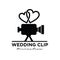 Wedding Studio Movie Video Film Production with diamond ring logo design vector icon illustration